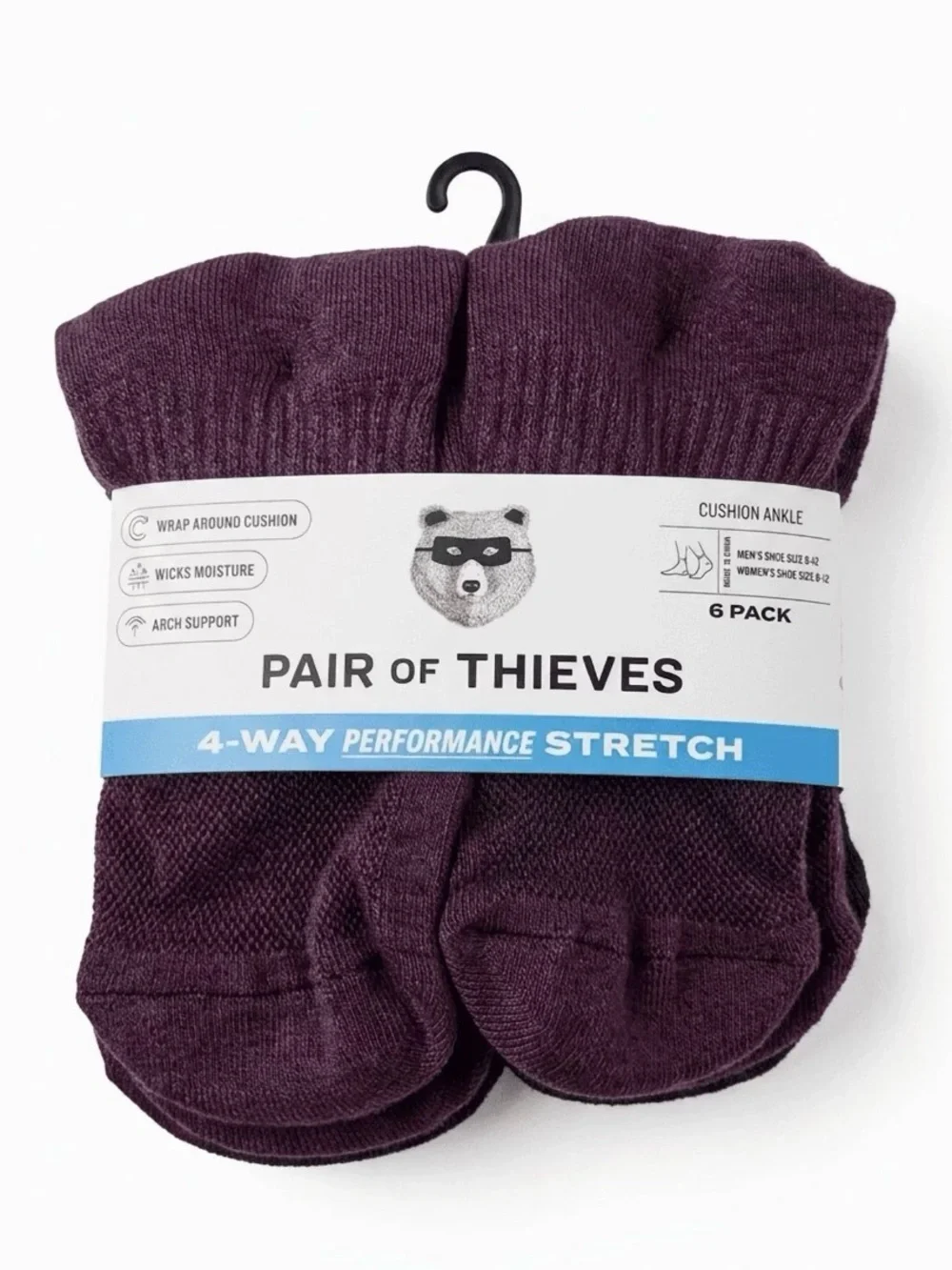 Performance Stretch Ankle Socks, 6-Pack